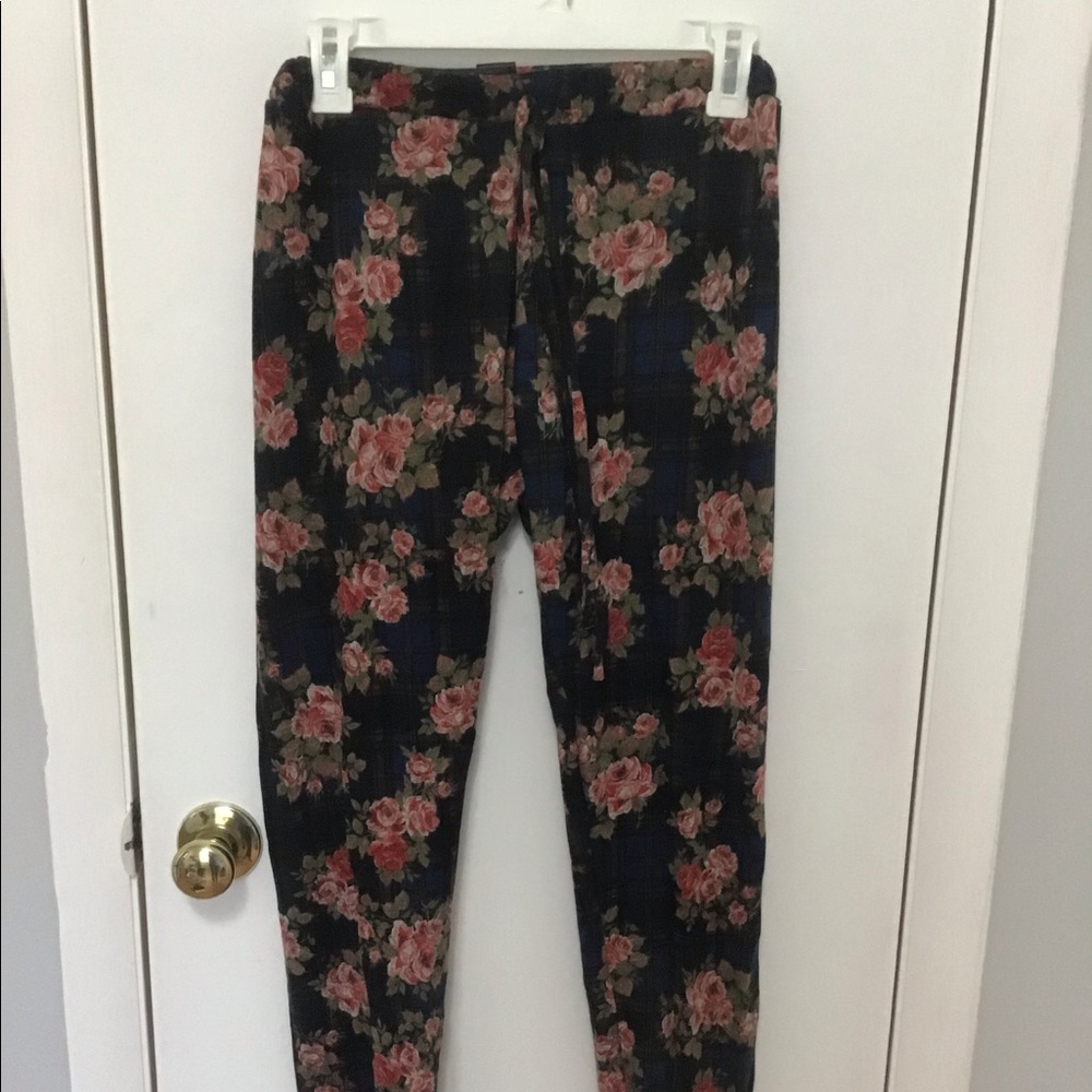 Plaid and floral joggers